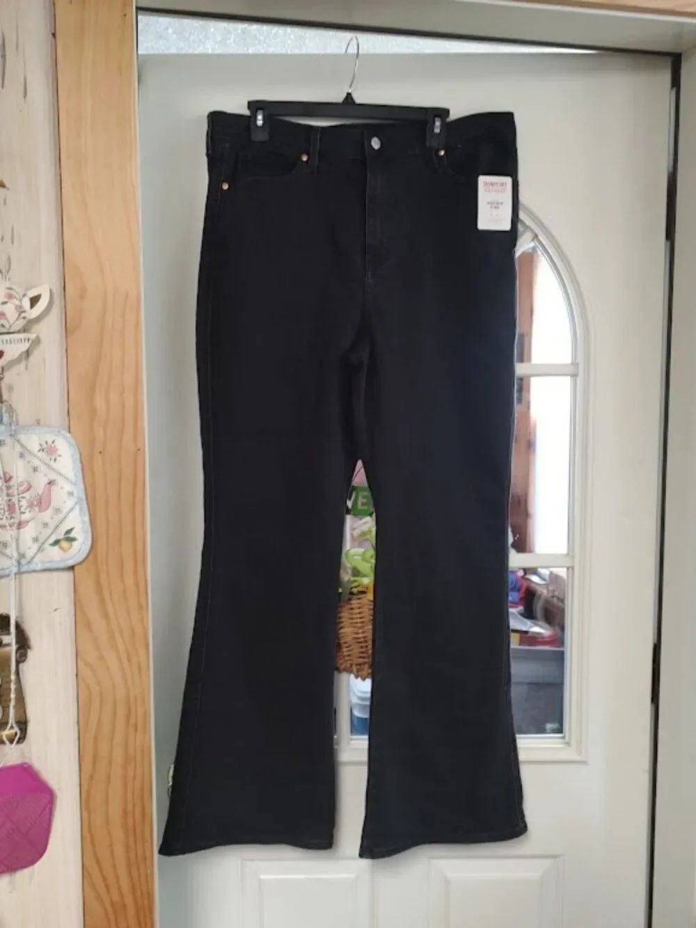 New Signature Levi Strauss Black High Rise Flare Jeans Size Women's 14 W32